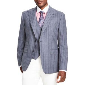 Tayion Collection Mens Classic-Fit Pinstripe Sport Coat 40 Regular Grey NWT $425